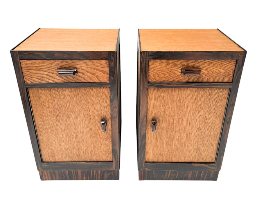Two Art Deco Modernist Nightstands or Bedside Tables, 1920s 2